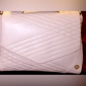 Tory Burch 797 Quilted Lambskin Satchel in Blight Oak with Tory Gift Bag